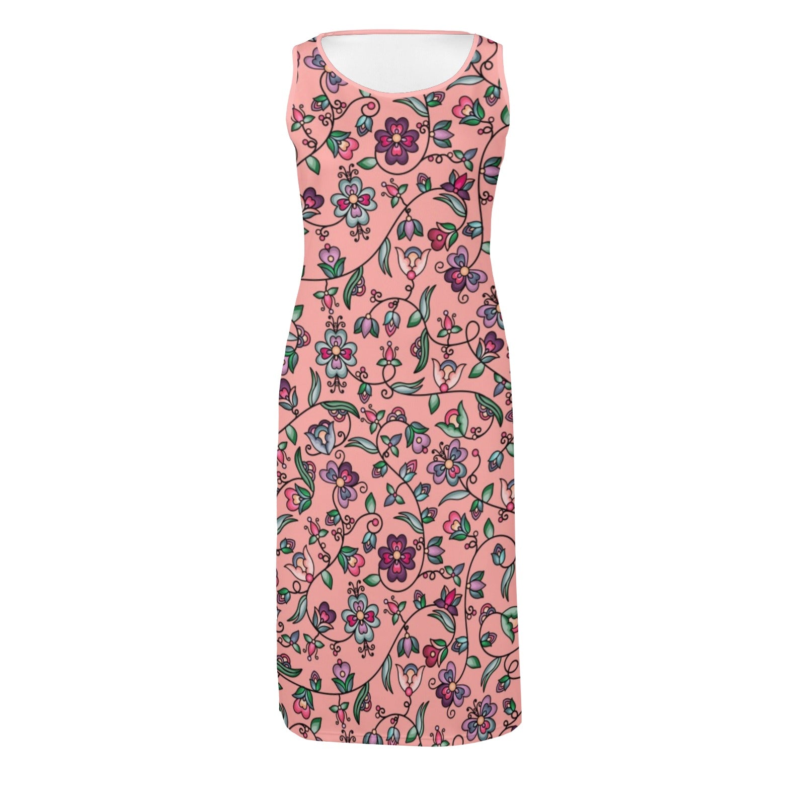 Amber Evening Garland Peach Phaedra Sleeveless Open Fork Long Dress