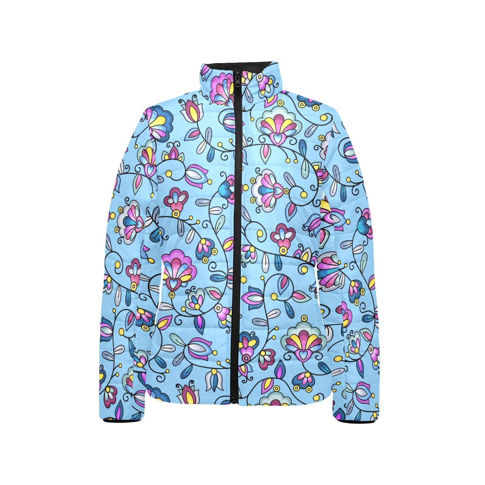 Autumn Bundle Blessing Blue Women's Stand Collar Padded Jacket