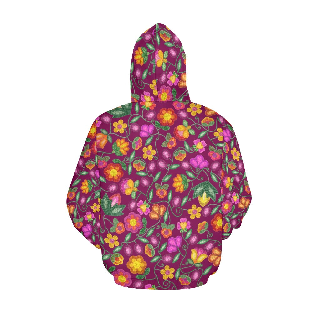 Boreal Bounty Dark Magenta All Over Print Hoodie for Women (USA Size)