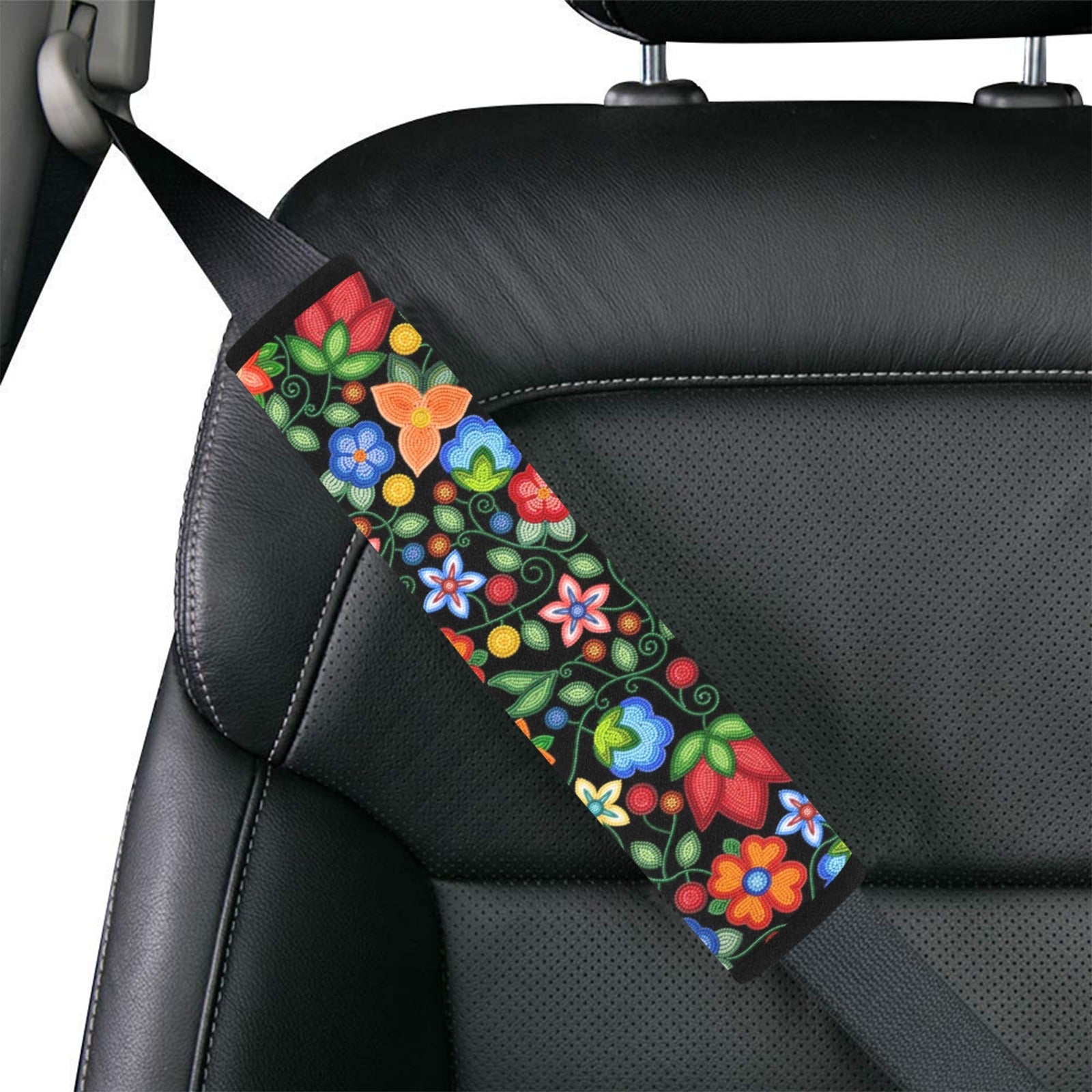 Morning Harmony Black Car Seat Belt Cover 7''x12.6'' (Pack of 2)
