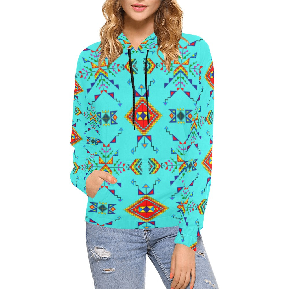 Buffalo Jump Turquoise Hoodie for Women (USA Size)