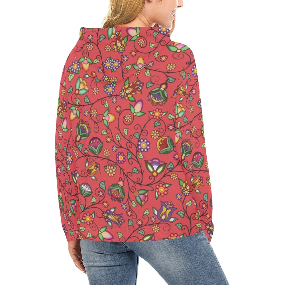 Heartbeat Petals Red Hoodie for Women (USA Size)