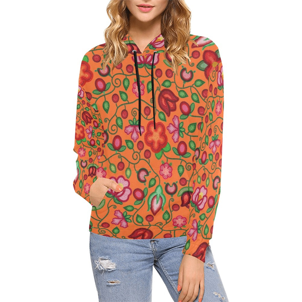 Rose Reverie Orange All Over Print Hoodie for Women (USA Size)