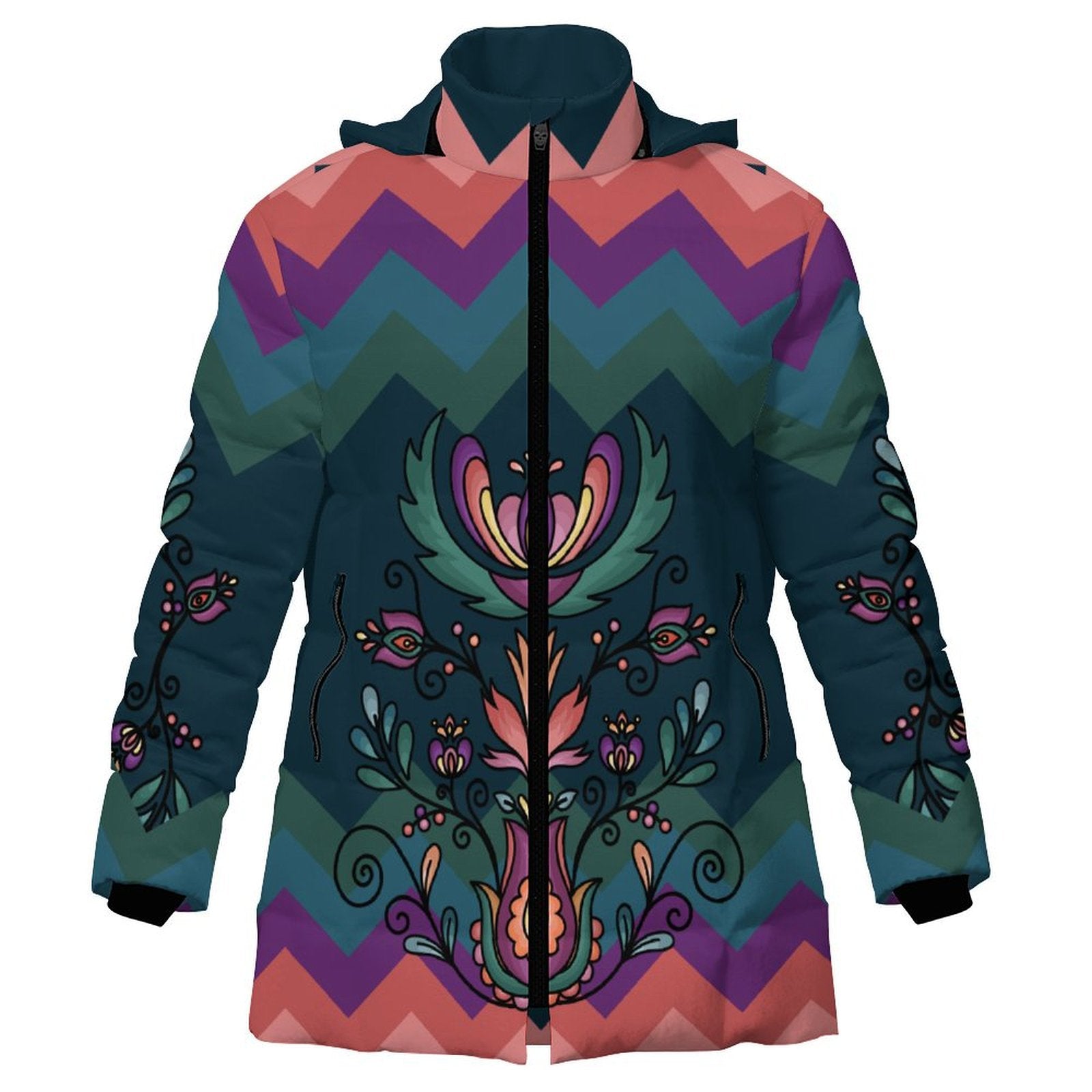 Cedar Wind Bloom Women's Hooded Puffer Coat