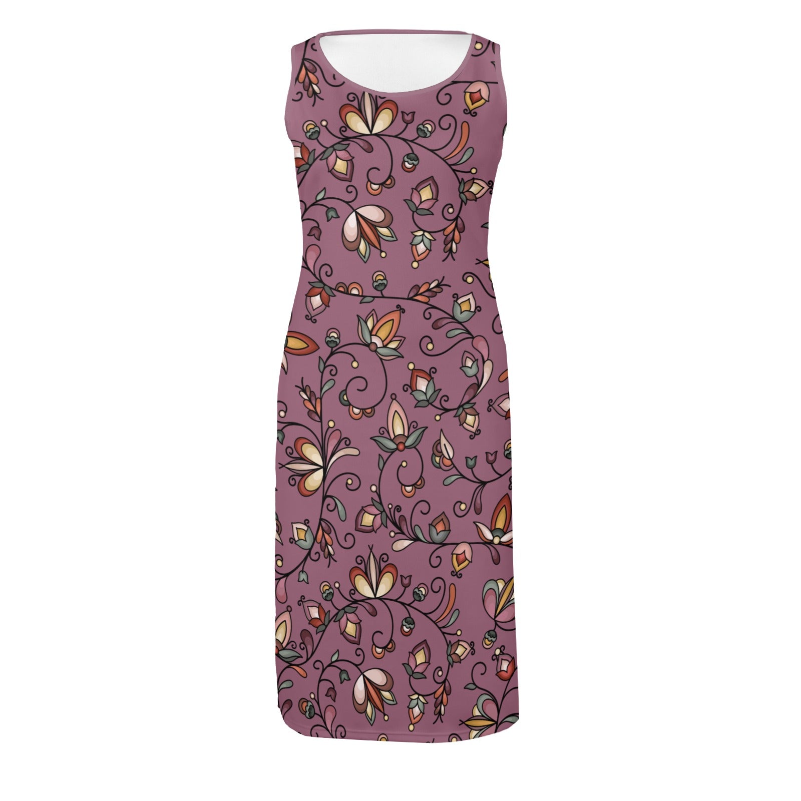 Burnt Sky Petals Magenta Phaedra Sleeveless Open Fork Long Dress