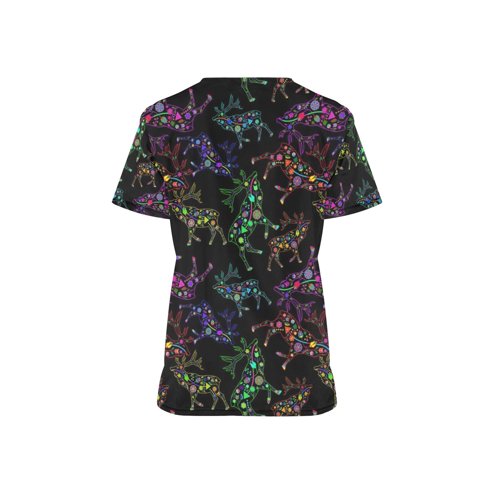 Neon Floral Elks Scrub Top