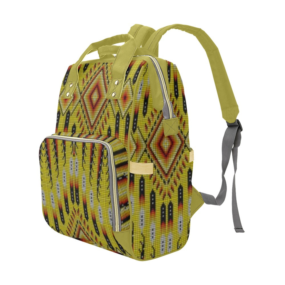 Fire Feather Yellow Multi-Function Diaper Backpack/Diaper Bag