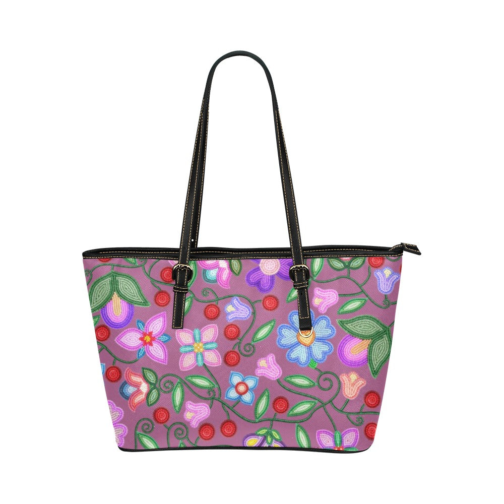Petal Harmony Dusty Rose Leather Tote Bag/Large