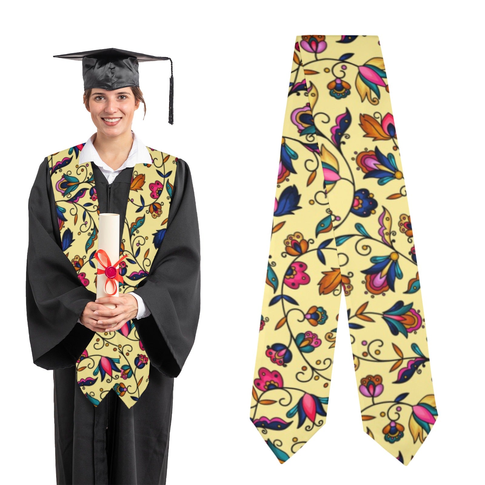 Copper Prairie Petals Yellow Graduation Stole