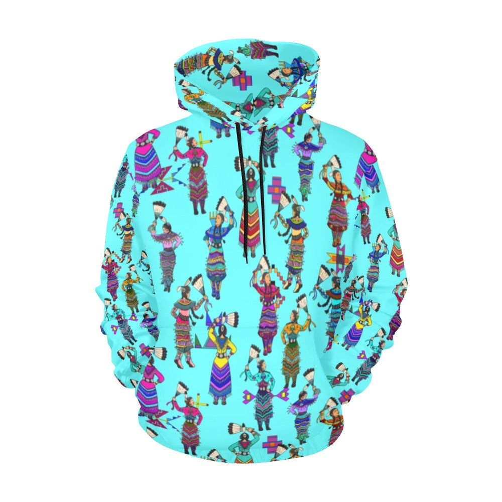 Women's Jingle Dancers Turquoise Hoodie for Women (USA Size)