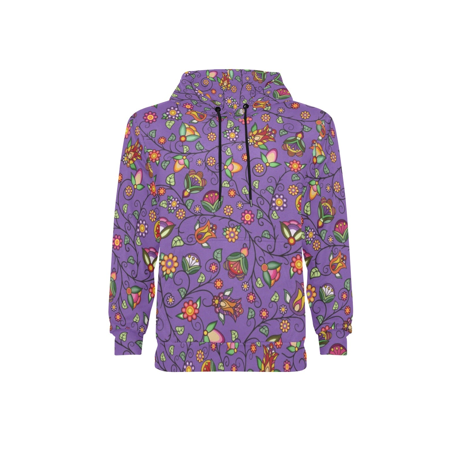 Heartbeat Petals Purple Men's Long Sleeve Fleece Hoodie
