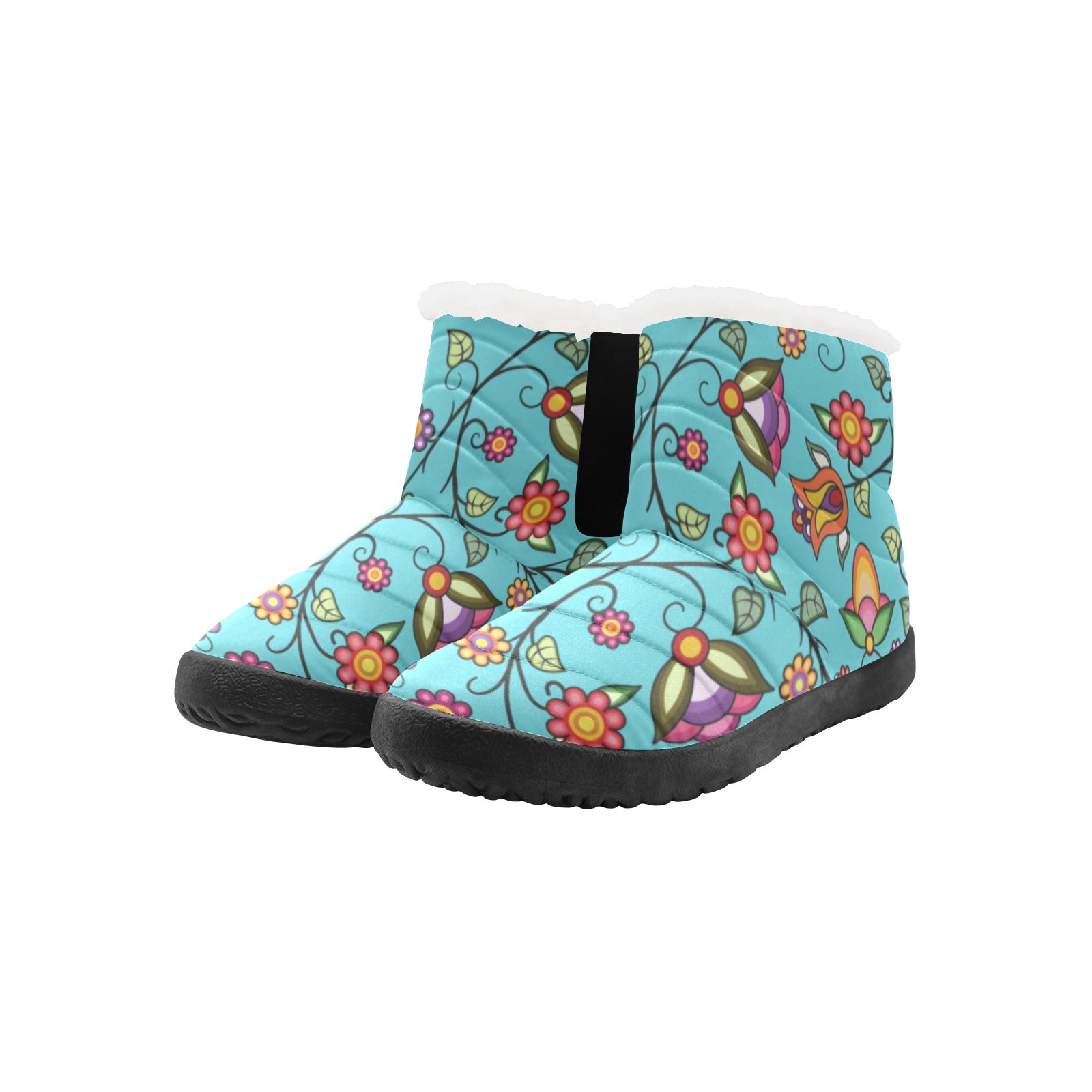 Heartbeat Petals Turquoise Women's Padded Winter Boot