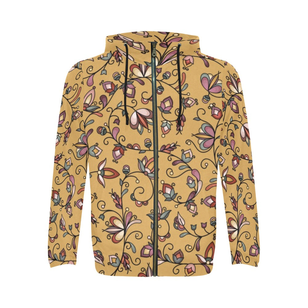 Burnt Sky Petals Gold Men's Zipper Hoodie