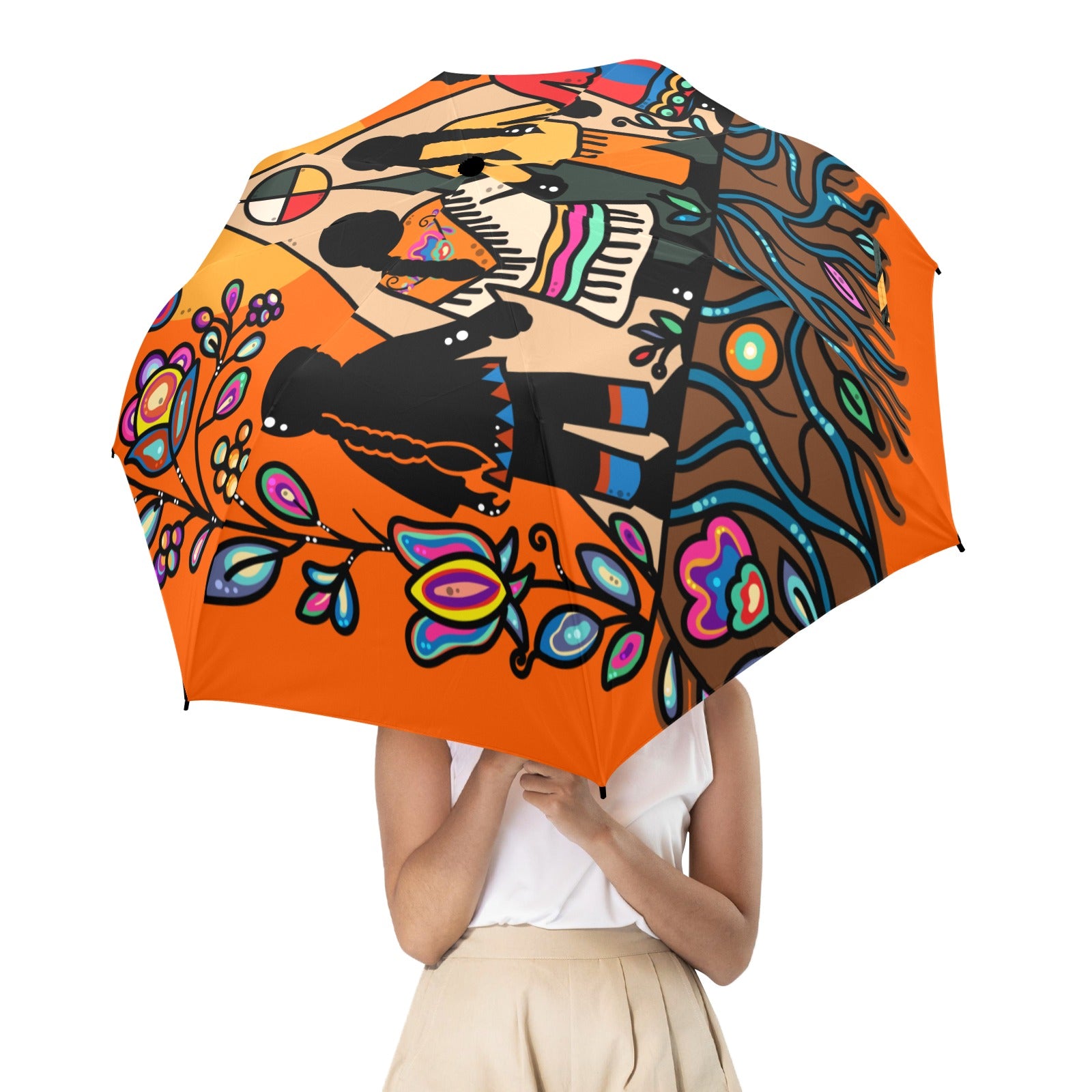 Rooted in Culture Semi-Automatic Foldable Umbrella