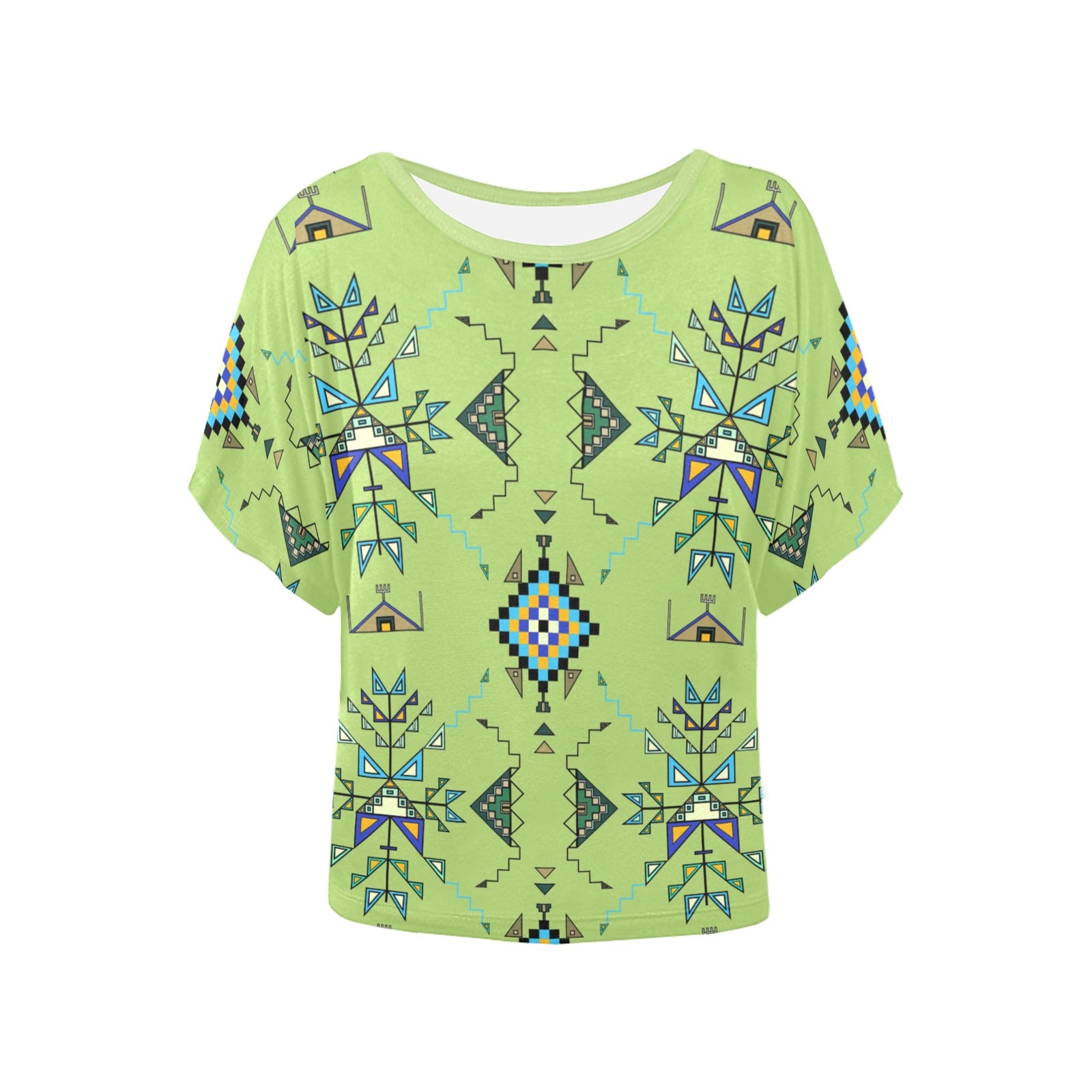Bear Shield Green Women's Batwing-Sleeved Blouse T shirt