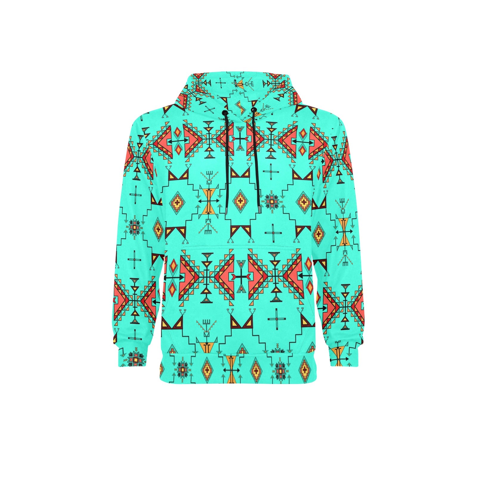 Thunder Flight Turquoise Men's Long Sleeve Fleece Hoodie