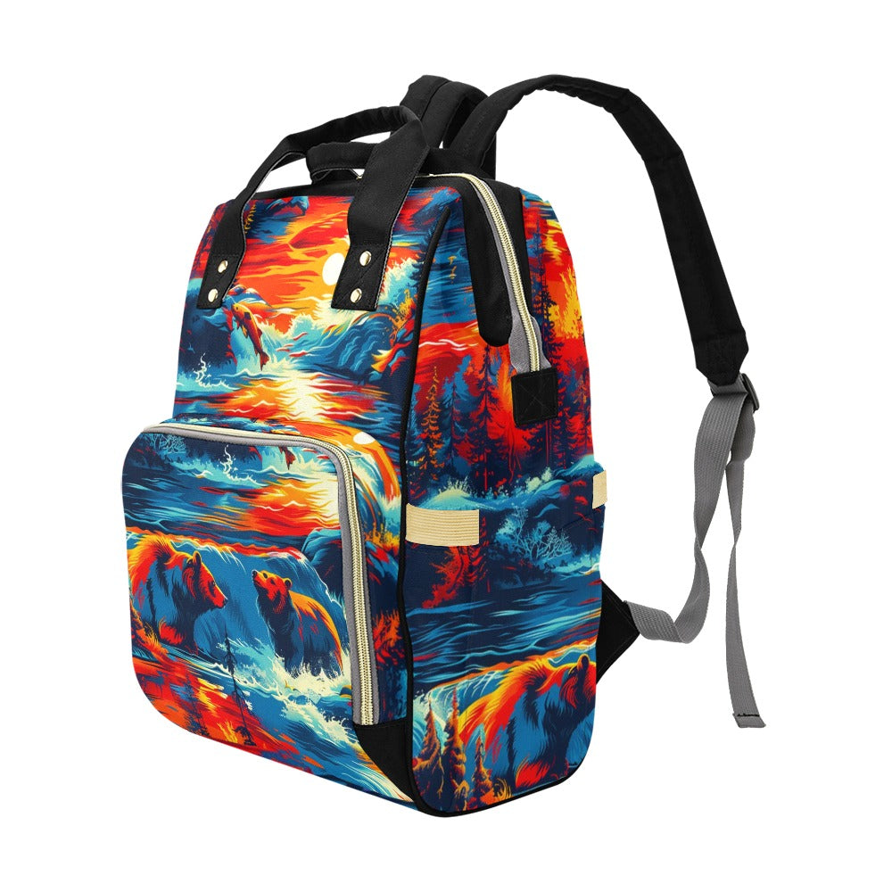 Fishing Bears 2 Multi-Function Diaper Backpack/Diaper Bag