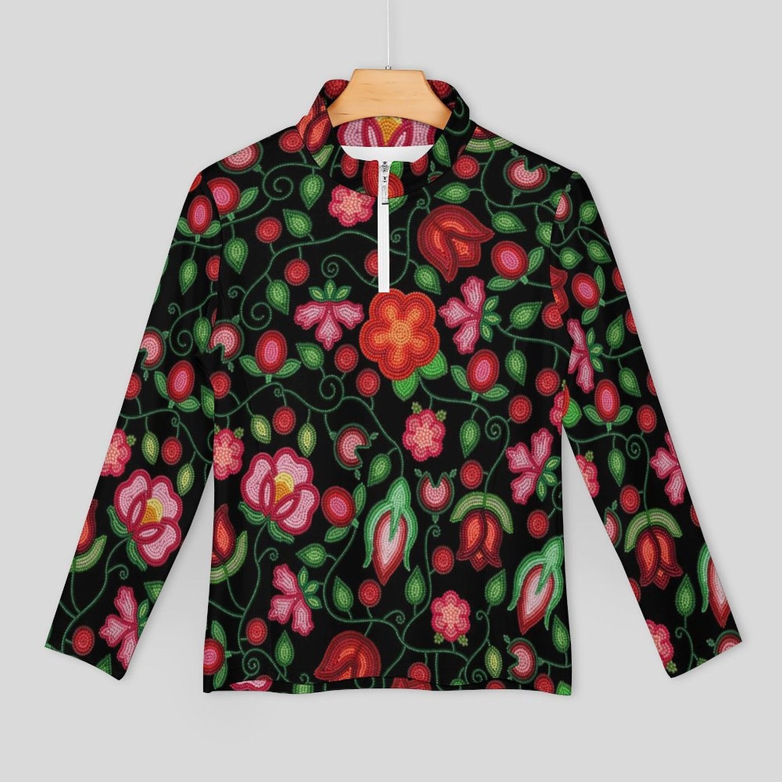 Rose Reverie Black Long Sleeve Yoga Shirt