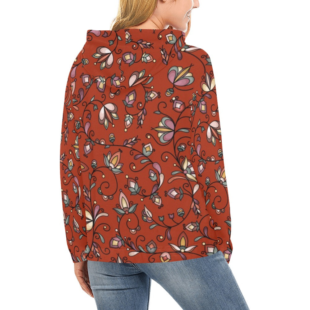 Burnt Sky Petals Red Hoodie for Women (USA Size)