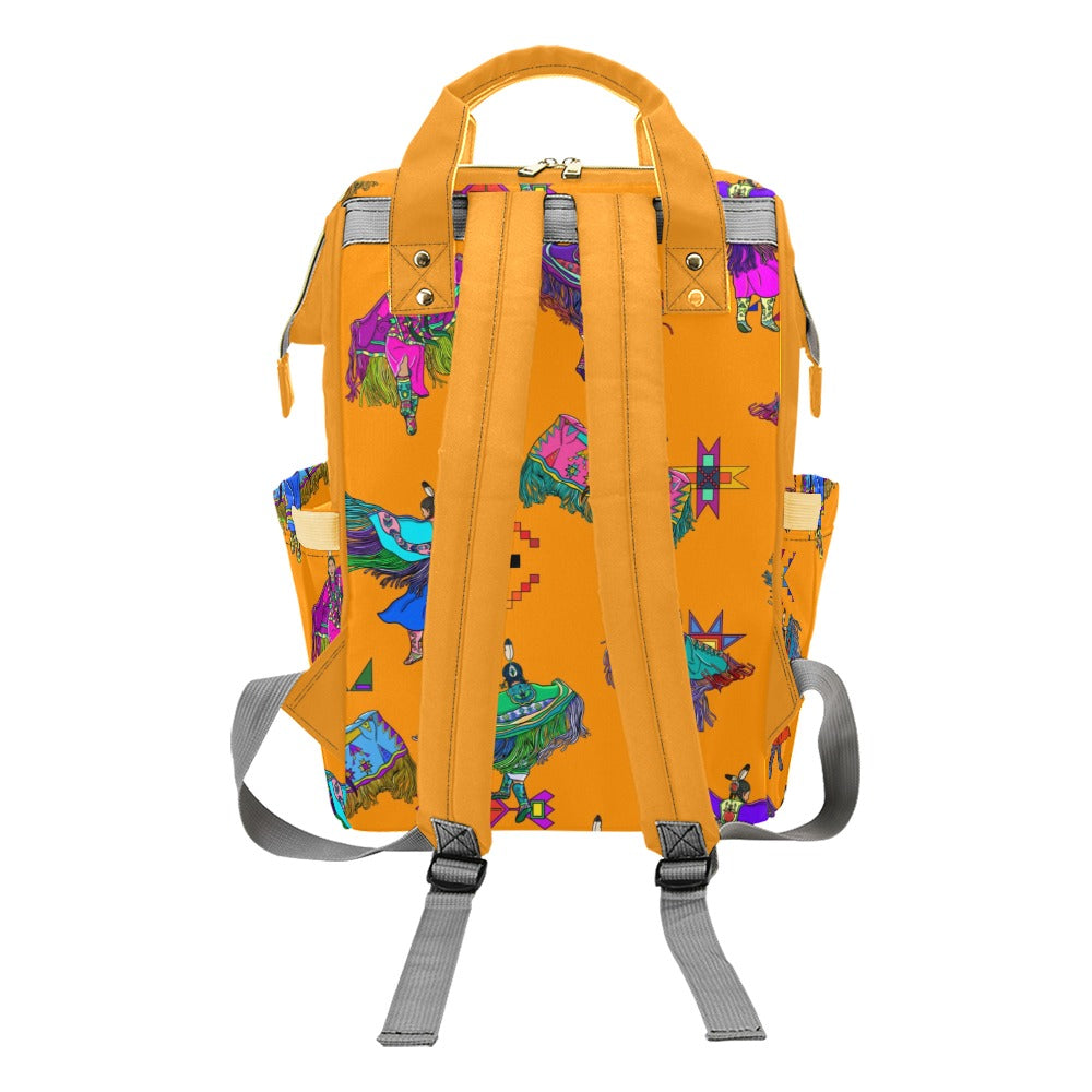 Women's Fancy Dancers Orange Multi-Function Diaper Backpack/Diaper Bag