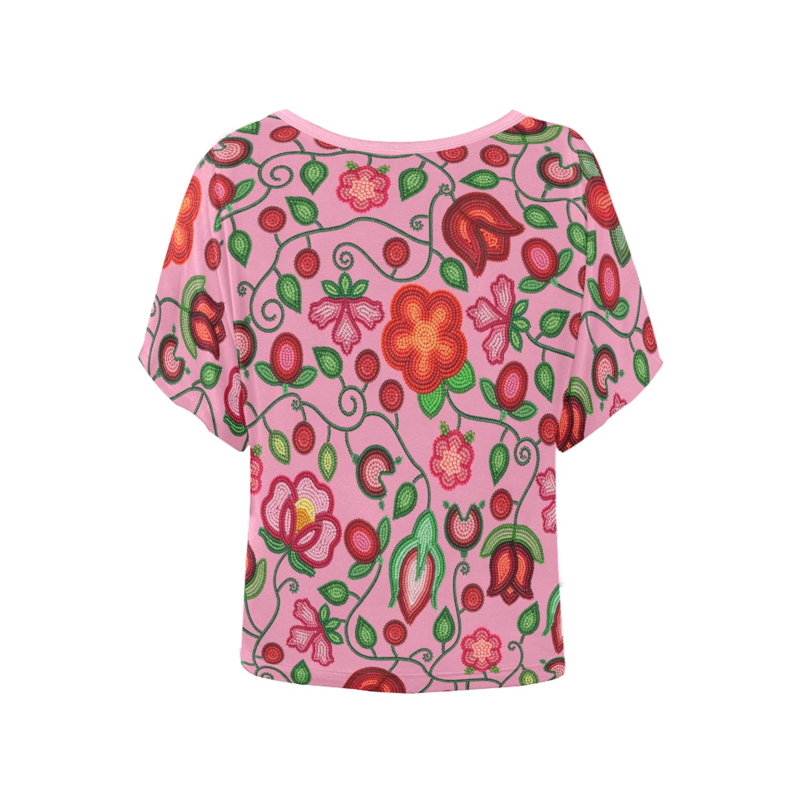 Rose Reverie Pink Women's Batwing-Sleeved Blouse T-shirt