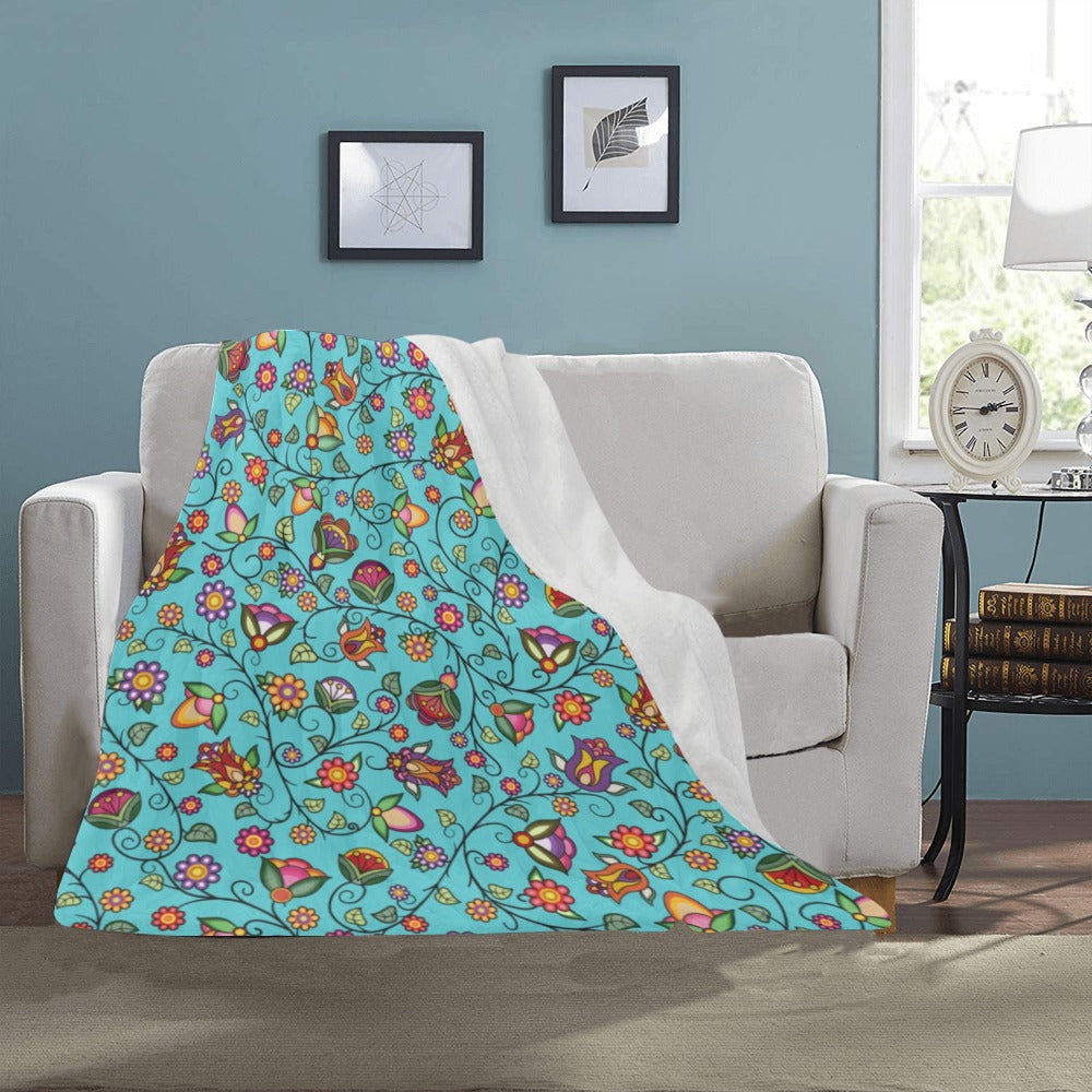 Heartbeat Petals Turquoise Ultra-Soft Micro Fleece Blanket 40"x50"