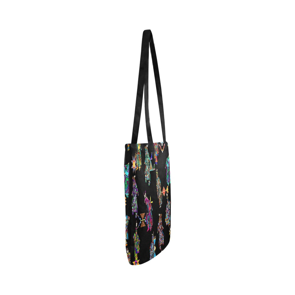 Men's Grass Dancers Black Reusable Shopping Bag (Two sides)