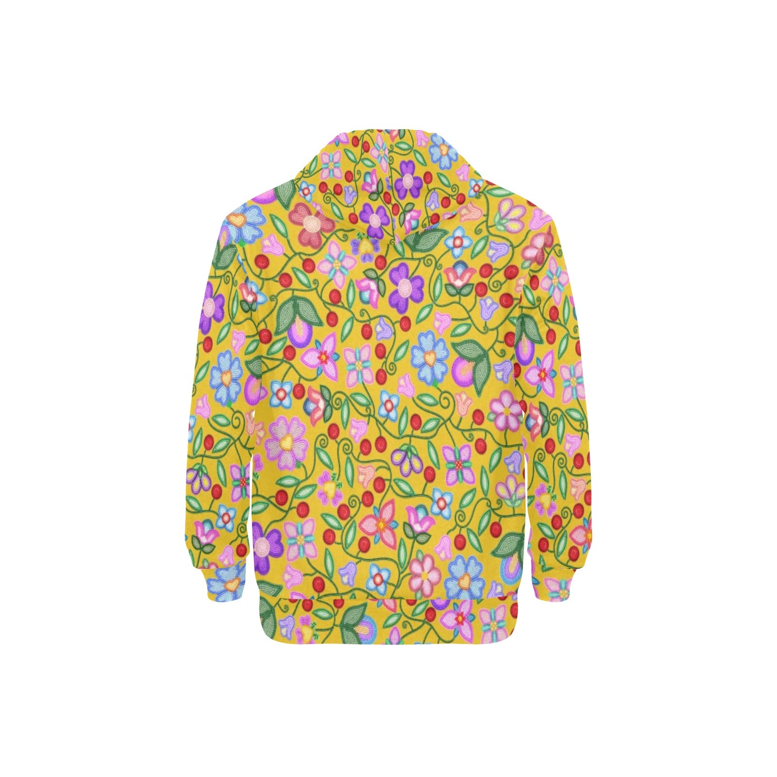 Petal Harmony Ochre Men's Long Sleeve Fleece Hoodie