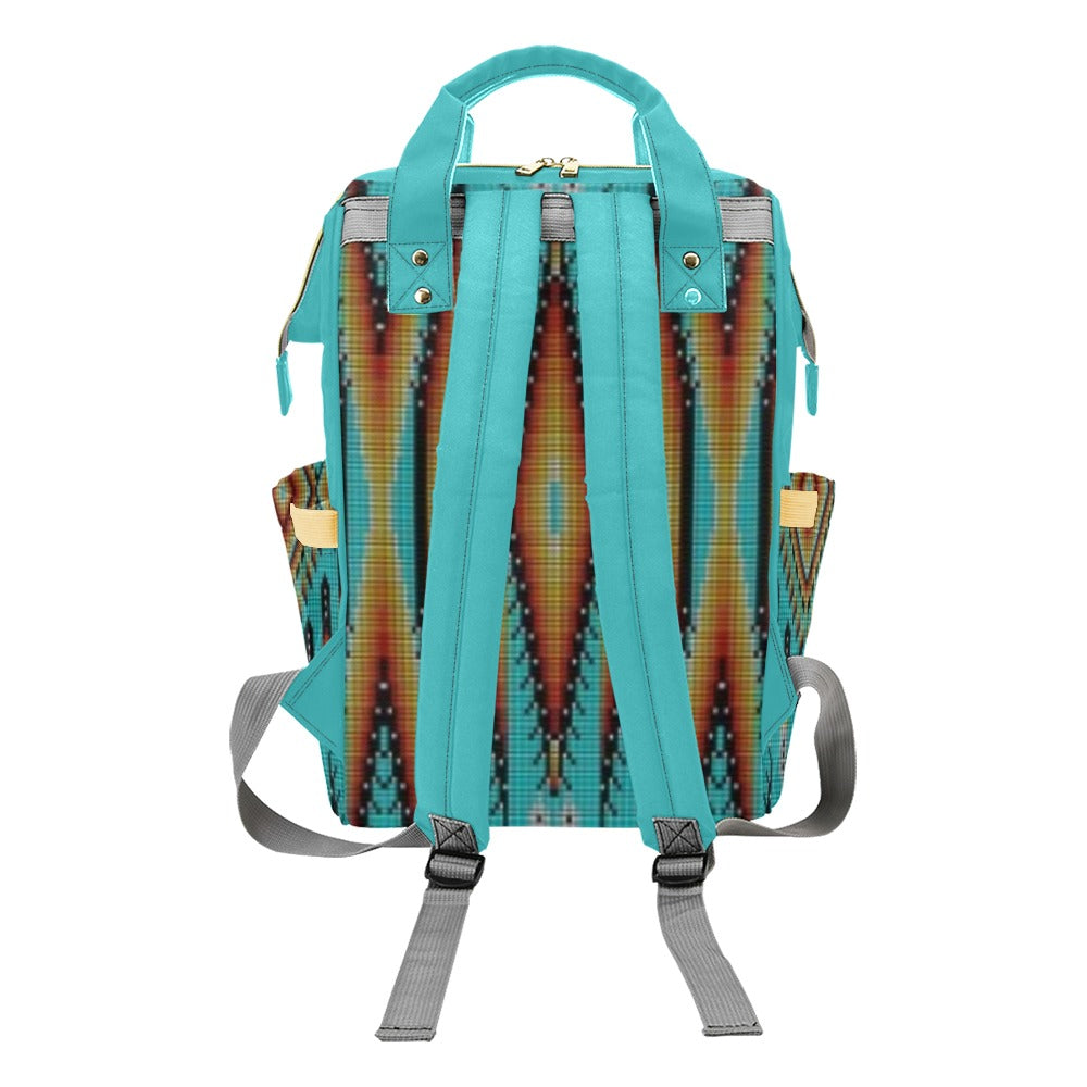 Fire Feather Turquoise Multi-Function Diaper Backpack/Diaper Bag