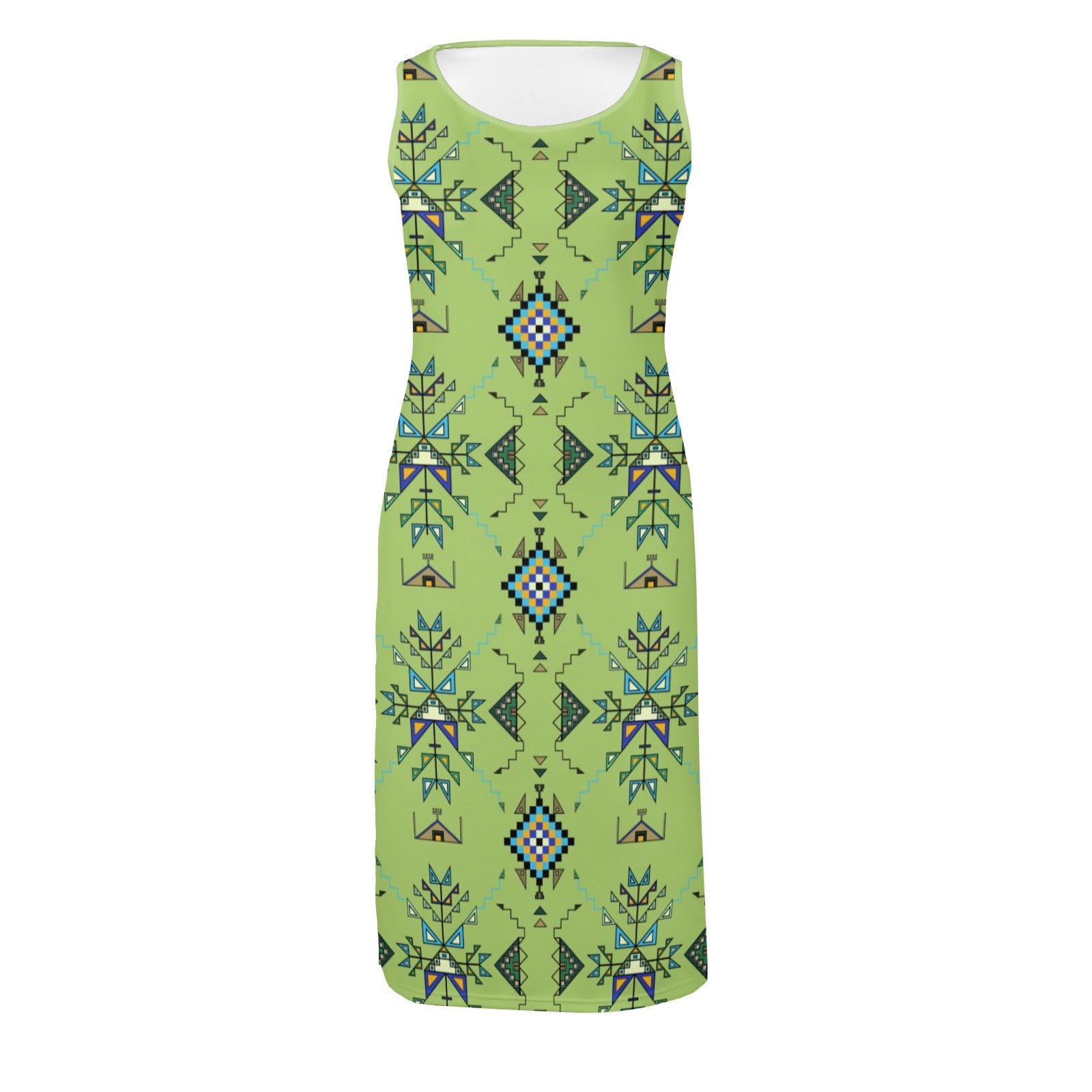 Bear Shield Green Phaedra Sleeveless Open Fork Long Dress