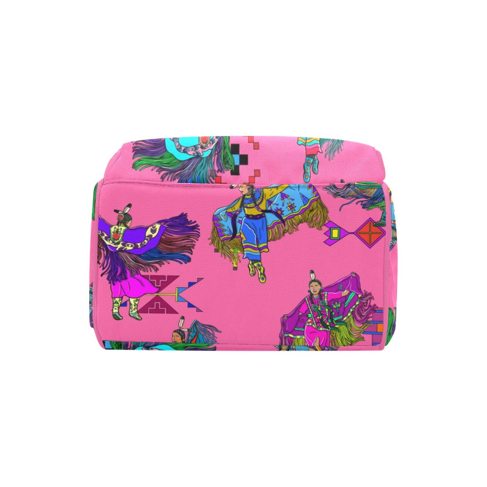 Women's Fancy Dancers Pink Multi-Function Diaper Backpack/Diaper Bag