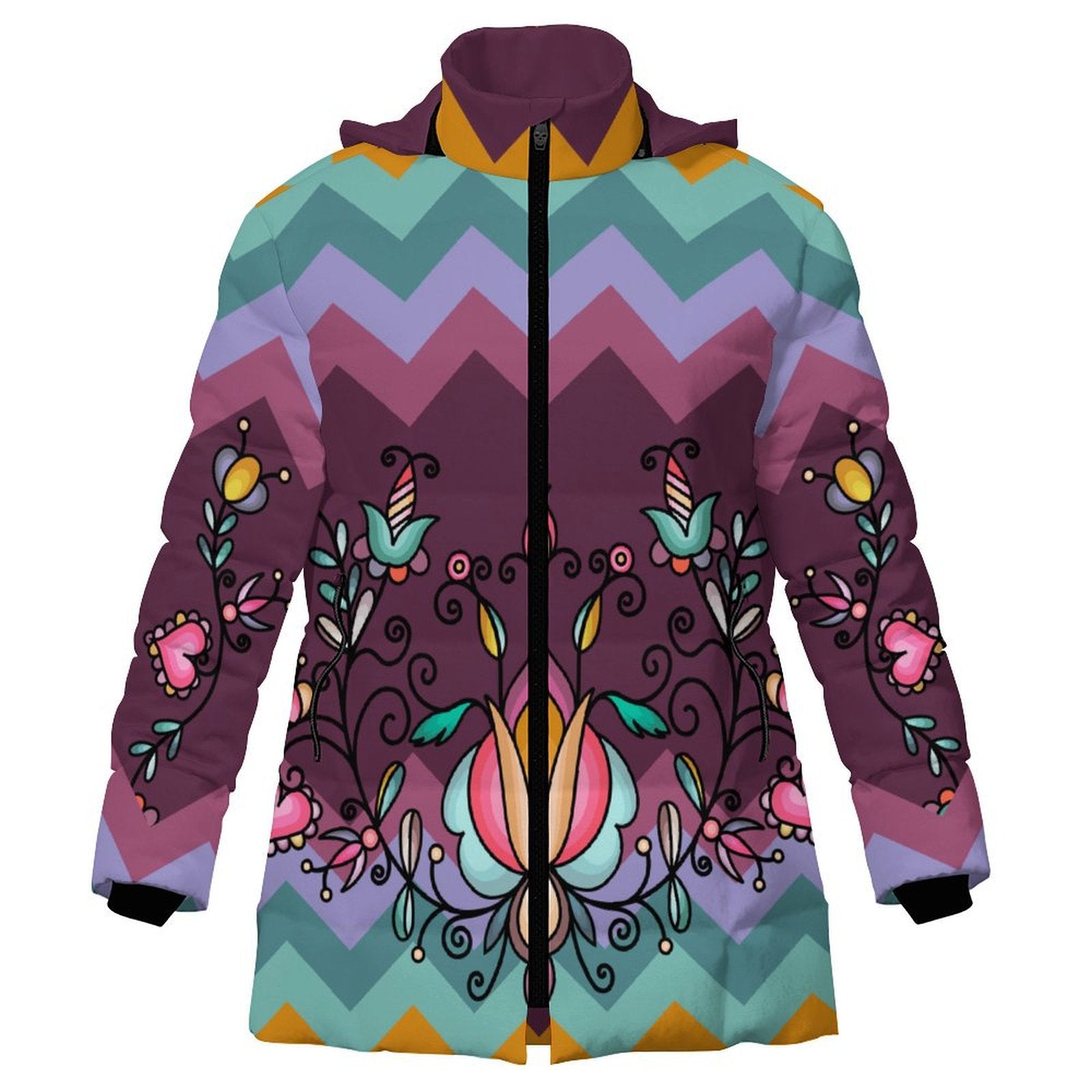 Harvest Hearth Floral Women's Hooded Puffer Coat