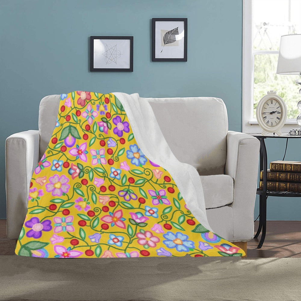 Petal Harmony Ochre Ultra-Soft Micro Fleece Blanket 40"x50"