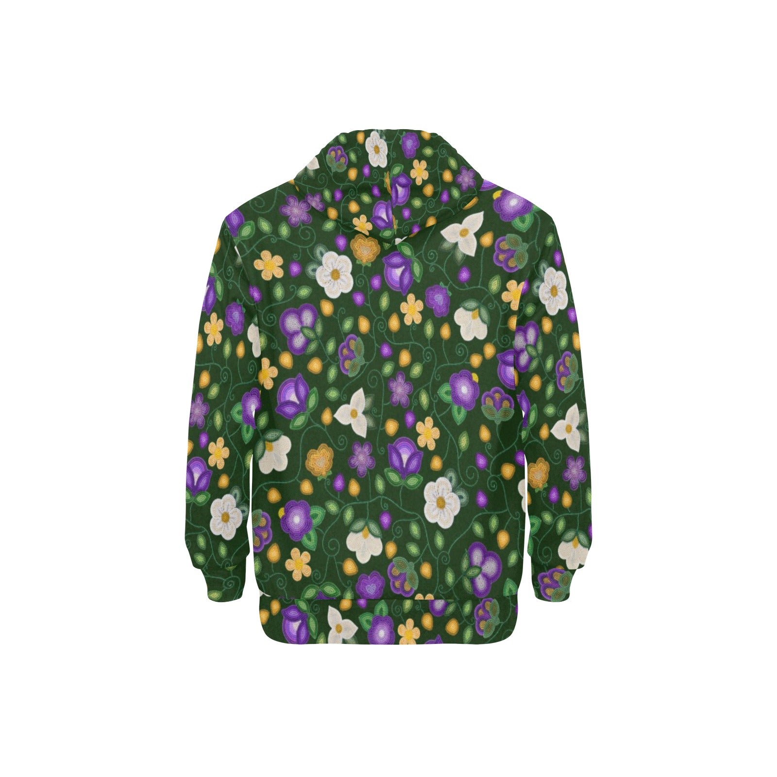 Midnight Moss Bloom Forest Men's Long Sleeve Fleece Hoodie