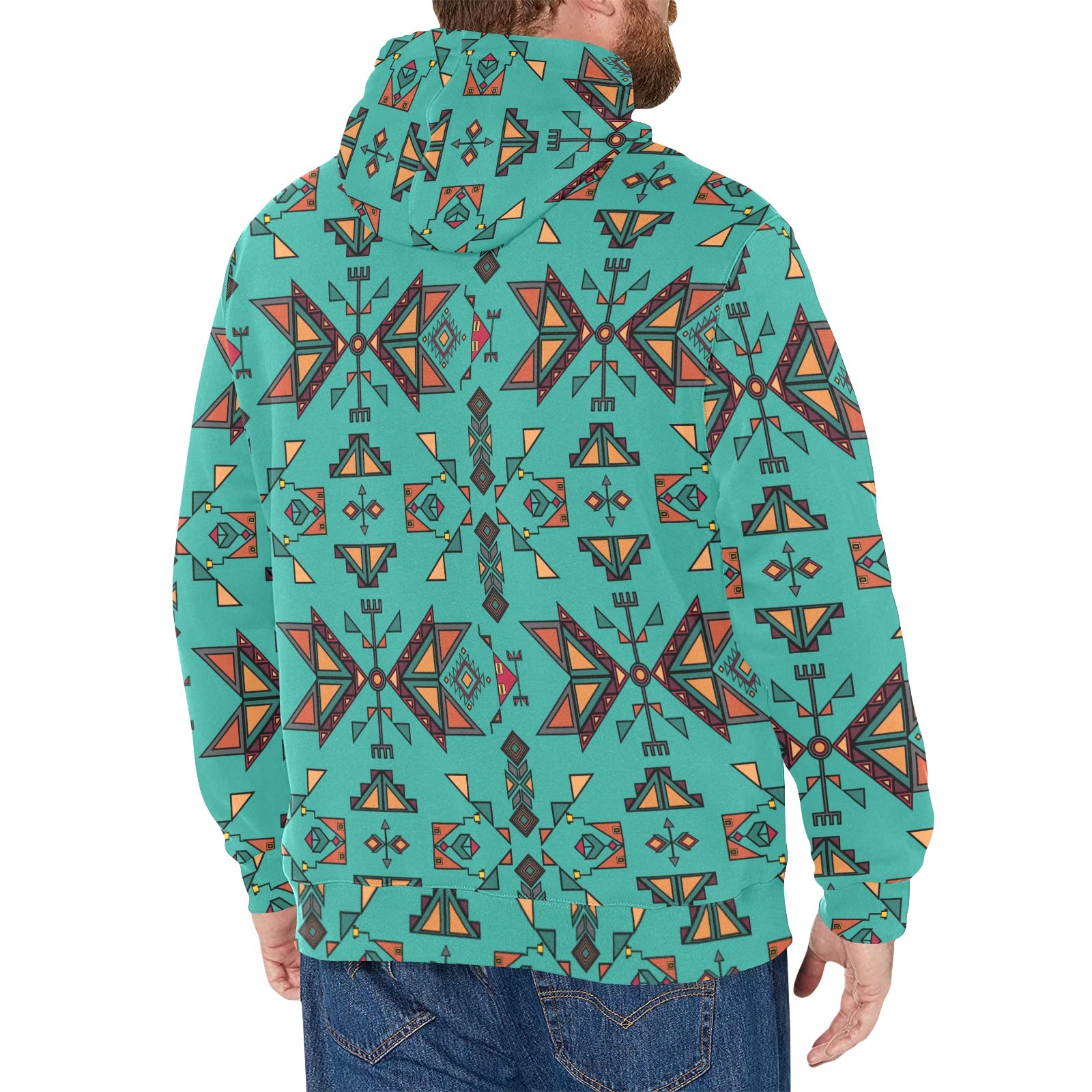 Arrow Dawn Turquoise Men's Long Sleeve Fleece Hoodie