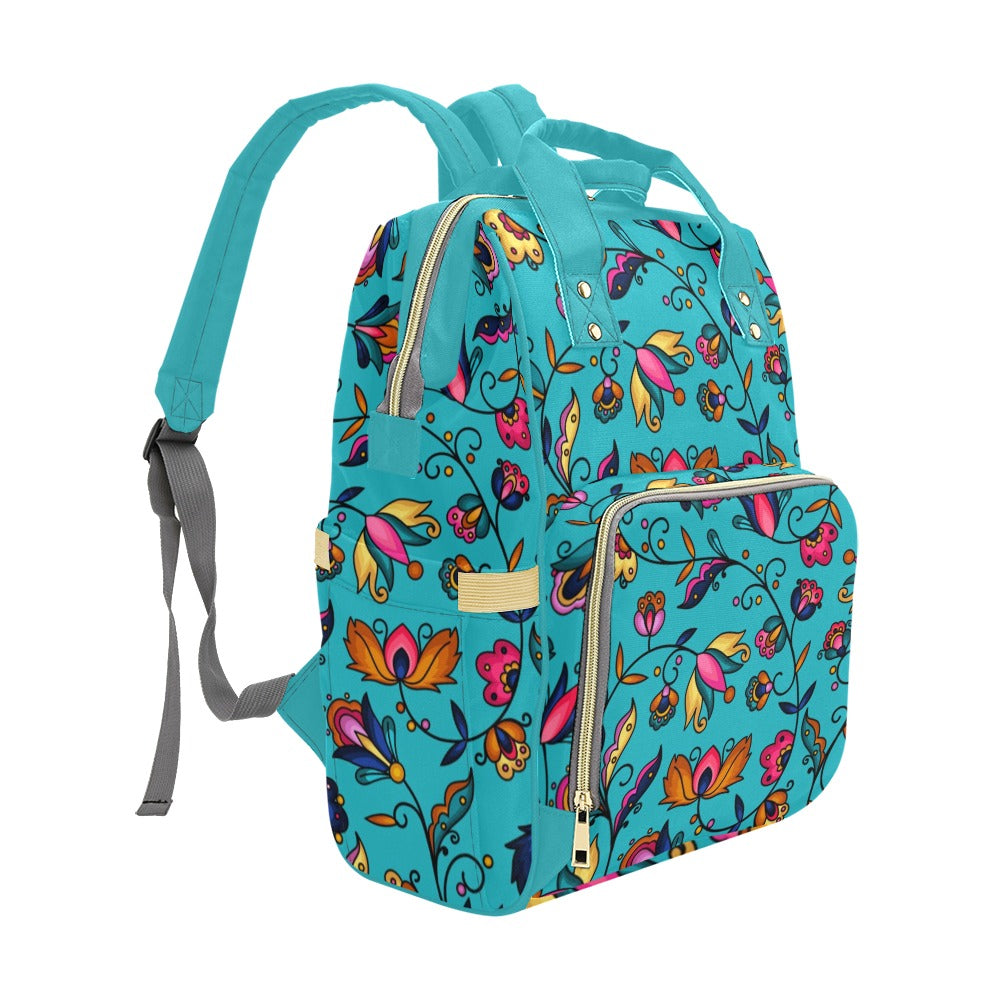 Copper Prairie Petals Turquoise Multi-Function Diaper Backpack/Diaper Bag
