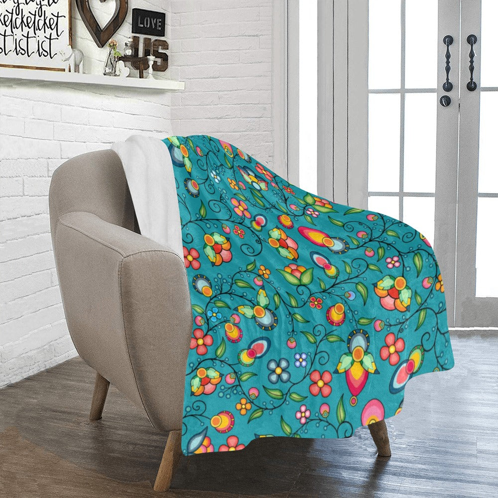 Floral Bounty Teal Ultra-Soft Micro Fleece Blanket 40"x50"