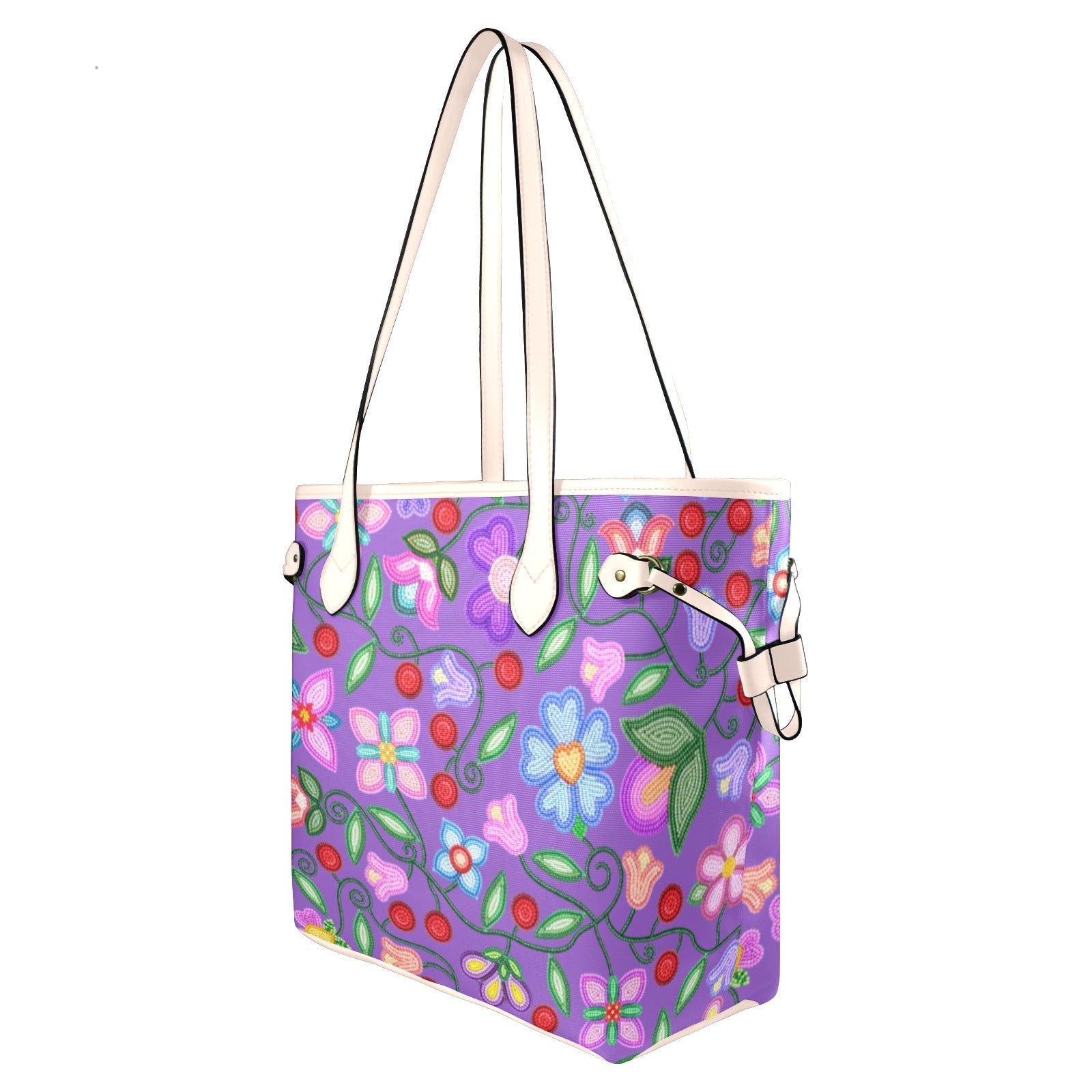 Petal Harmony Lavender Clover Canvas Tote Bag