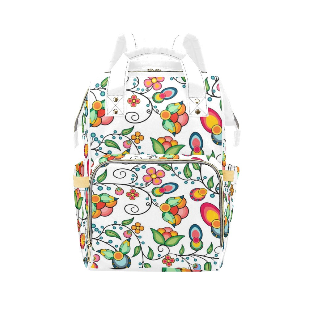 Floral Bounty White Multi-Function Diaper Backpack/Diaper Bag
