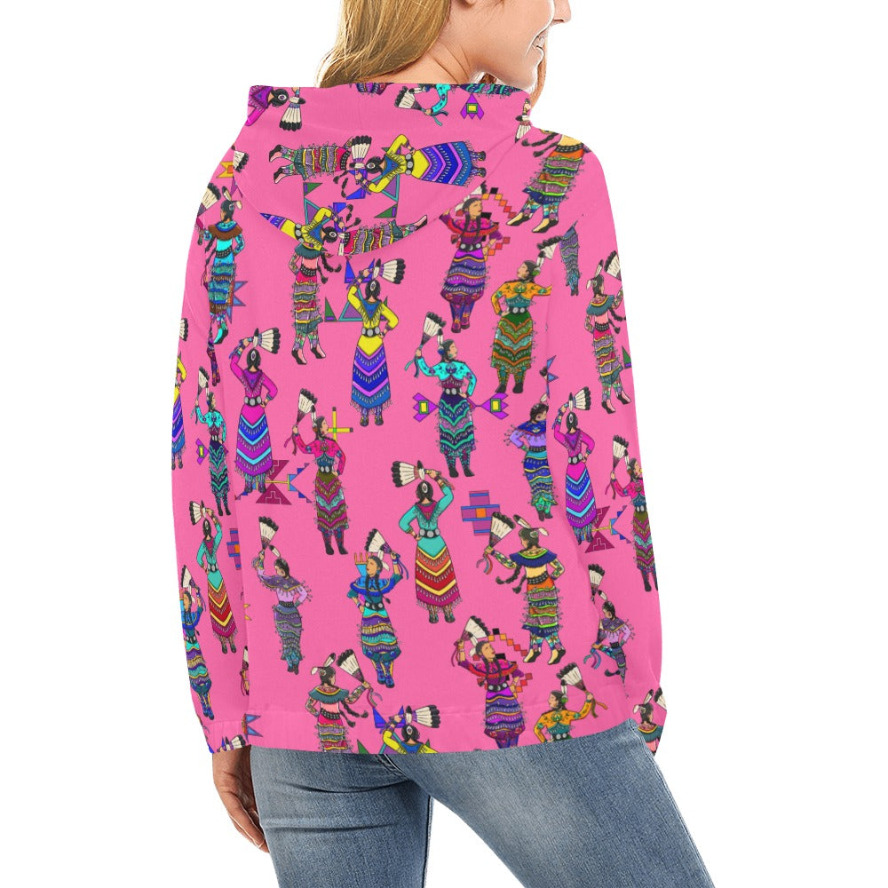 Women's Jingle Dancers Pink Hoodie for Women (USA Size)