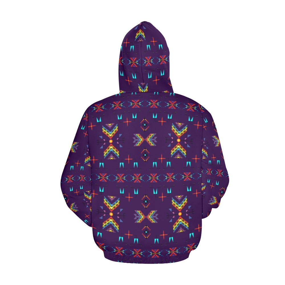 Rainy Chief Rainbow Dark Purple Hoodie for Women (USA Size)