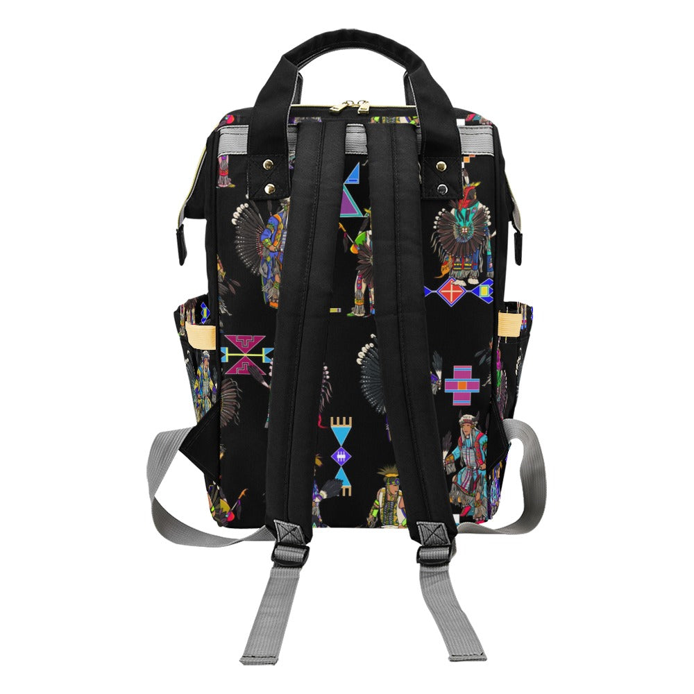 Men's Tradish Dancers Black Multi-Function Diaper Backpack/Diaper Bag