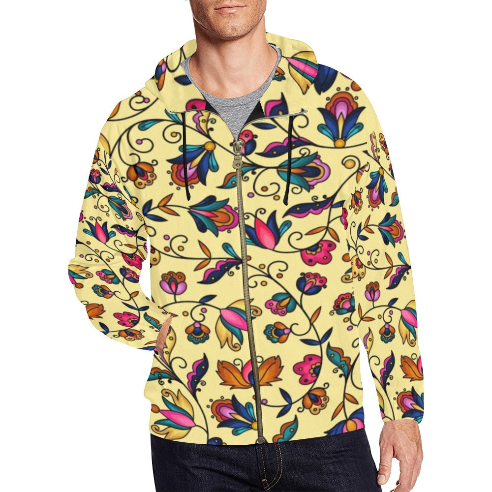 Copper Prairie Petals Yellow Men's Zipper Hoodie