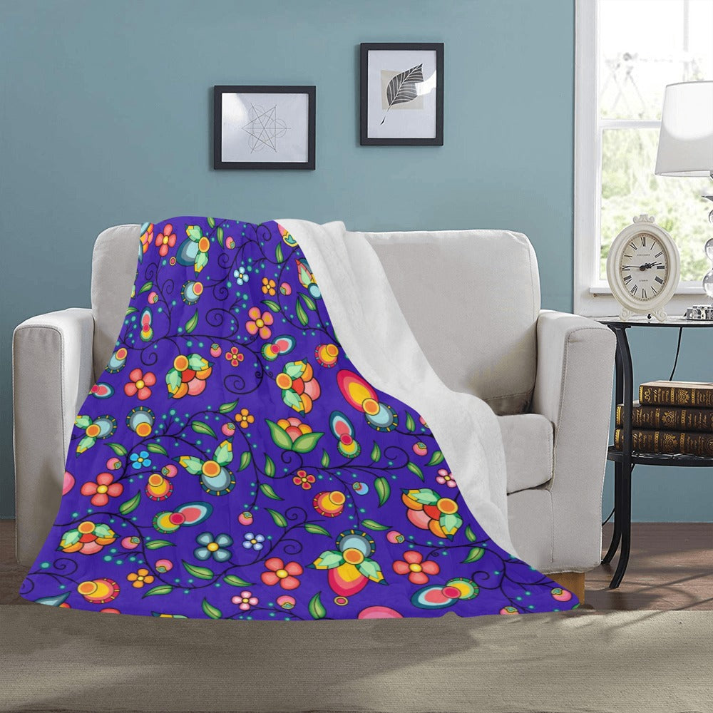 Floral Bounty Blue Ultra-Soft Micro Fleece Blanket 50"x60"