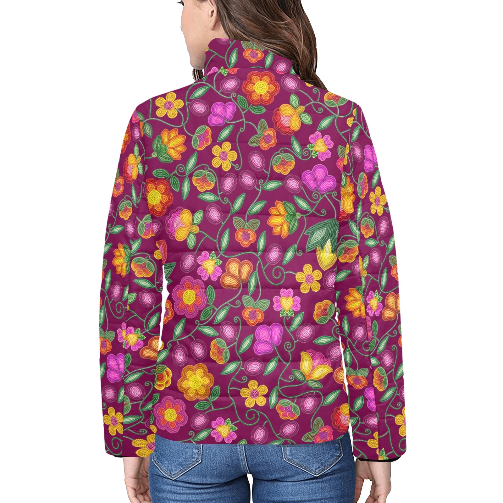 Boreal Bounty Dark Magenta Women's Stand Collar Padded Jacket