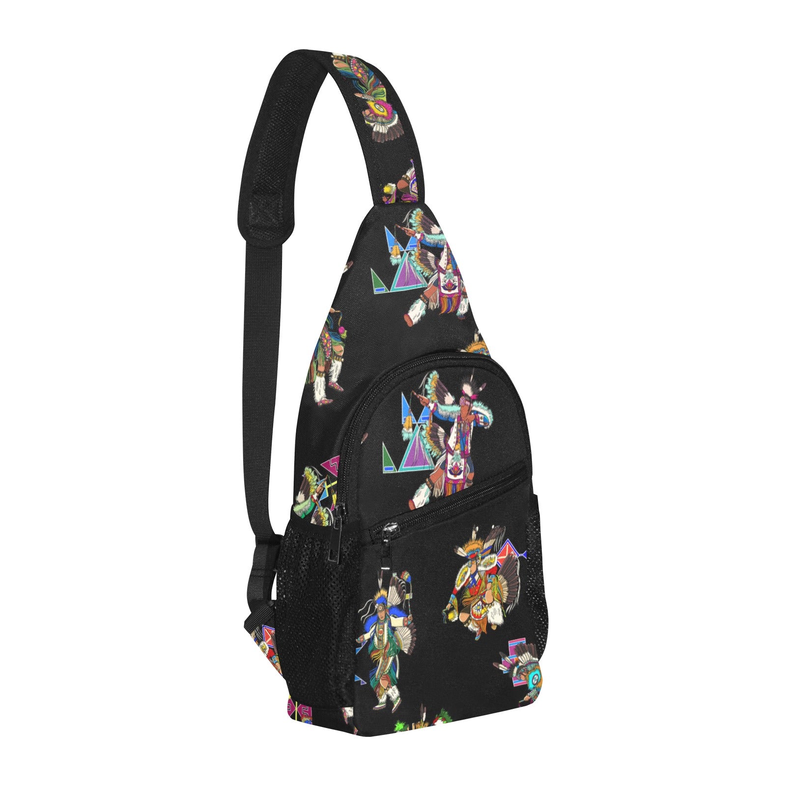 Men's Fancy Dancer Black Chest Bag