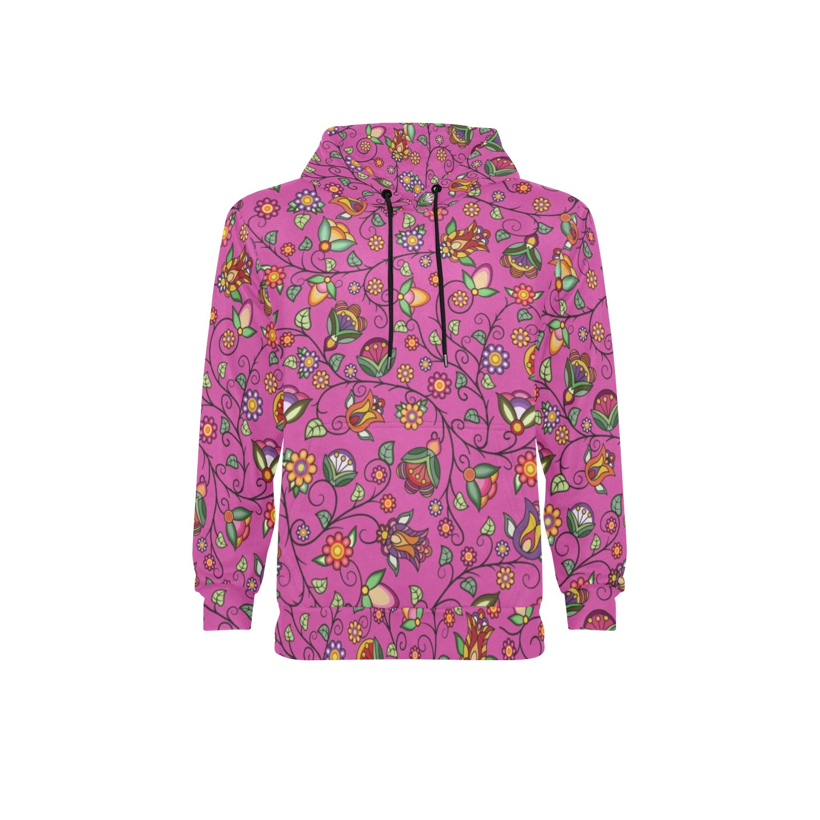 Heartbeat Petals Pink Men's Long Sleeve Fleece Hoodie