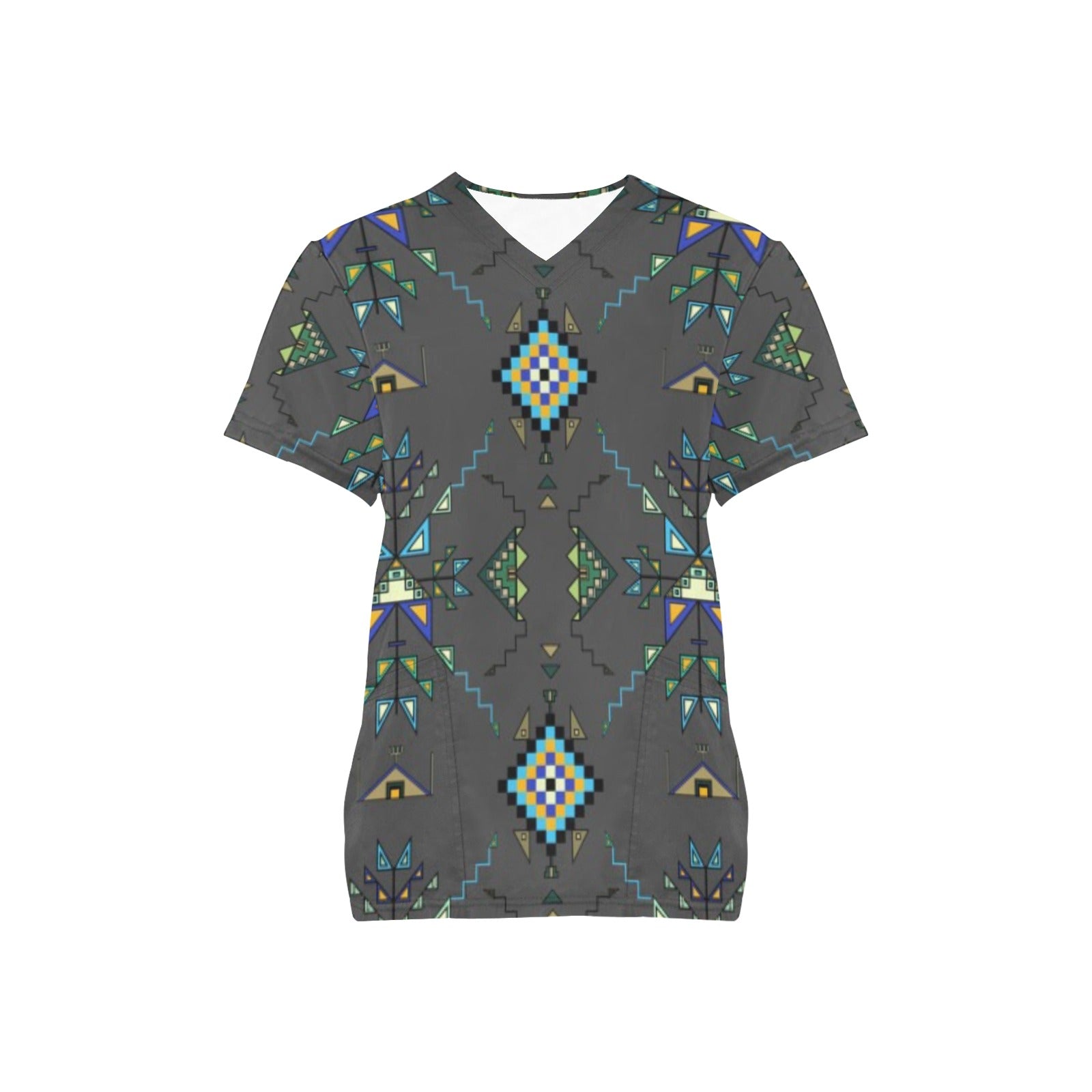 Bear Shield Gray Scrub Top