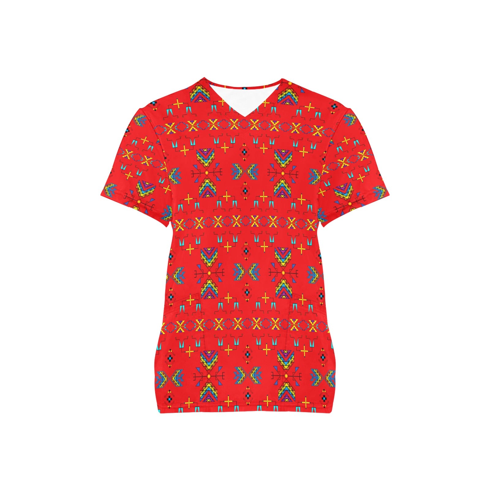 Rainy Chief Rainbow Red Scrub Top