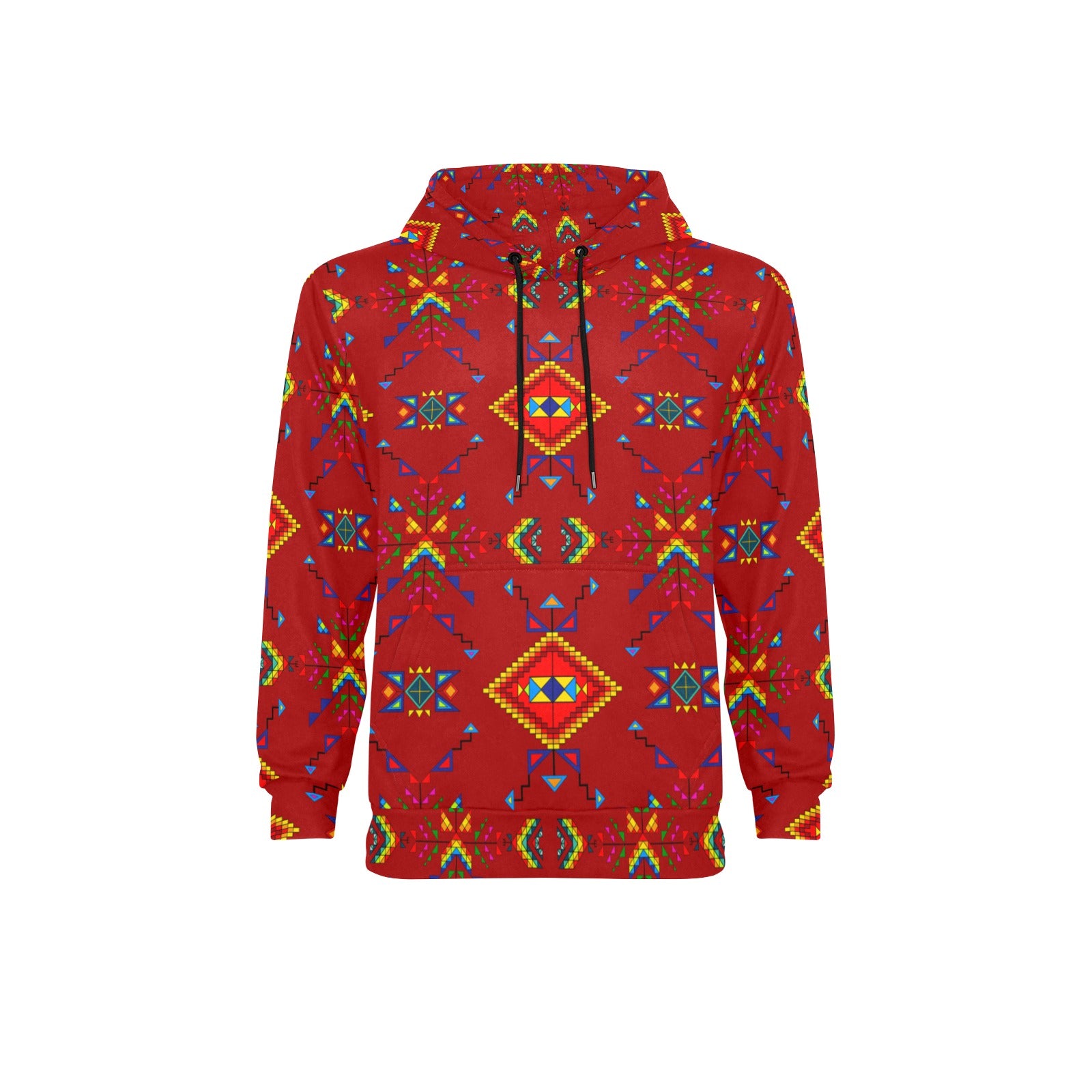 Buffalo Jump Red Men's Long Sleeve Fleece Hoodie